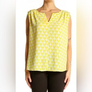 💥Hanna & Gracie Women Sleeveless Patterned Yellow & WhiteTop M